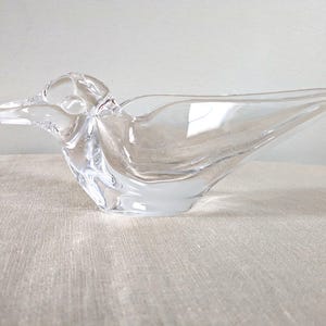 1960s Art Vannes France Crystal Bird Trinket Holder: MCM Art Deco Style