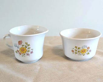 Vintage Corelle Corningware Spring Blossom Tea Set, Pyrex Platter