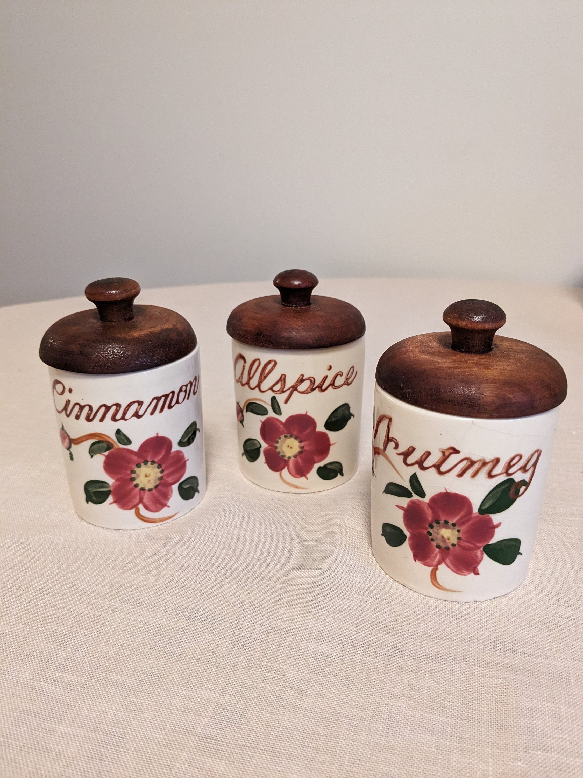 ブランド通販 Canister Kitchen Made Japanese MCM 1950s Set Wooden With 食器