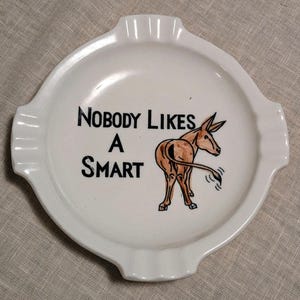 Vintage Donkey Ashtray: Hand-Painted Japanese Tobacciano Ceramic