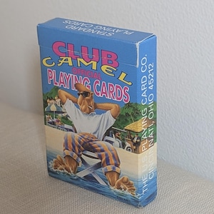 1990s Vintage Club Camel Official Playing Cards Camel Cigarettes Joe Cool Playing Cards Complete Deck in good condition. Tobacco gift