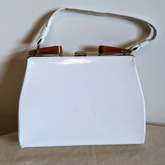 1960-70s white pleather with bakelite accents Vint