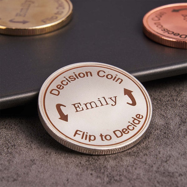 Decision Coin - Custom Engraved Coin - Couples Flip Coin - Gifts for Her/Him - Silver, Gold or Rose Gold Flipping Coin - Wedding Gift