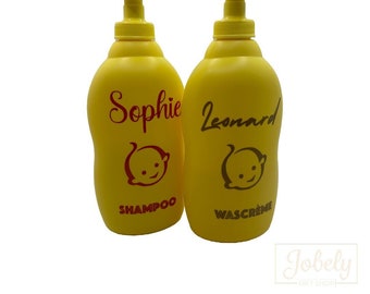 SATZ! Shampoo & Waschcreme mit Namen | personalisiertes Geschenk | Mutterschaftsgeschenk | Geburtsgeschenk | Pflegeprodukte | Baby | Kinder | 400 ml