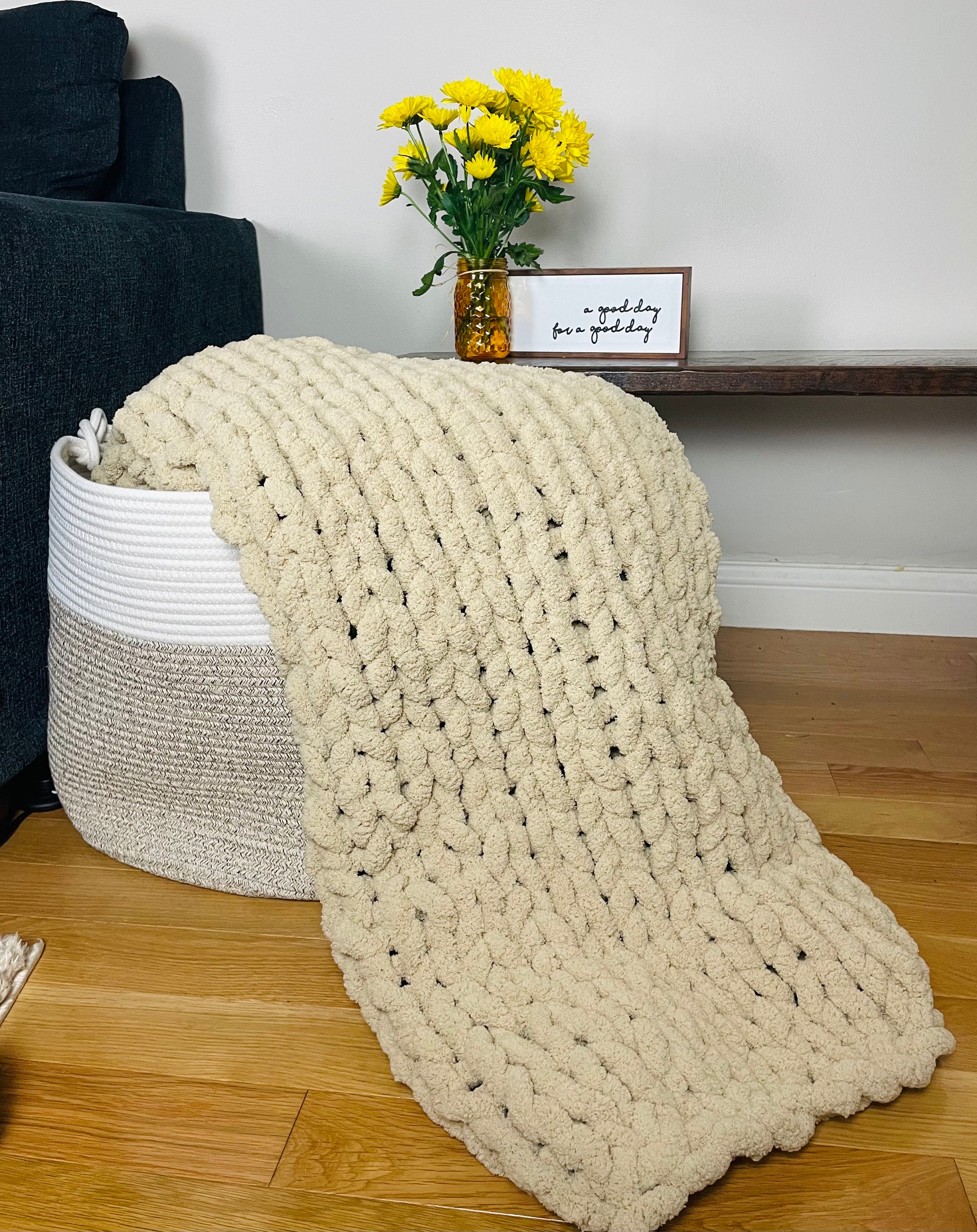 Chunky Knit Handmade Blanket