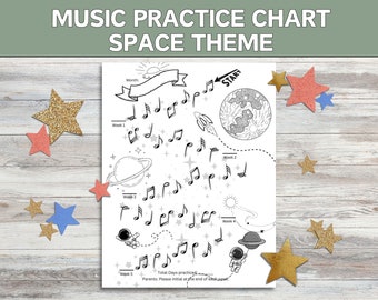 Printable Music Practice Chart: Space Theme