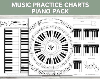 Piano Practice Chart Pack: Monthly Music Tracker (Printable)