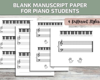 Blank Manuscript Paper for Piano Students | Printable Music Sheet Paper