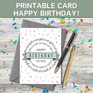 carte d'anniversaire musicale | Carte imprimable