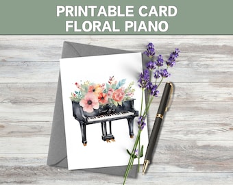 Floral Piano | Printable Cards | 2 Different Styles