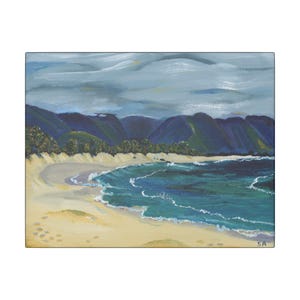 Maui Beach Painting Acrylic Canvas Print &quot;Storm Clouds by the Cove&quot;