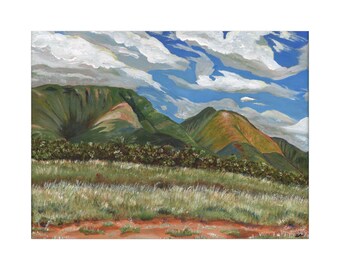 Lienzo de Maui: Camino a Lahaina, impresión hawaiana, decoración de Maui, pintura de paisajes de Hawái