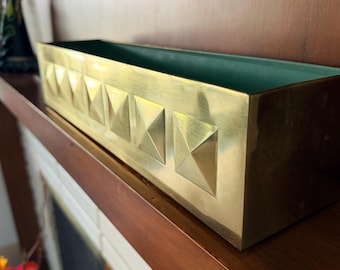 Vintage MCM Brass Planter Pyramid Design Mantle Decor