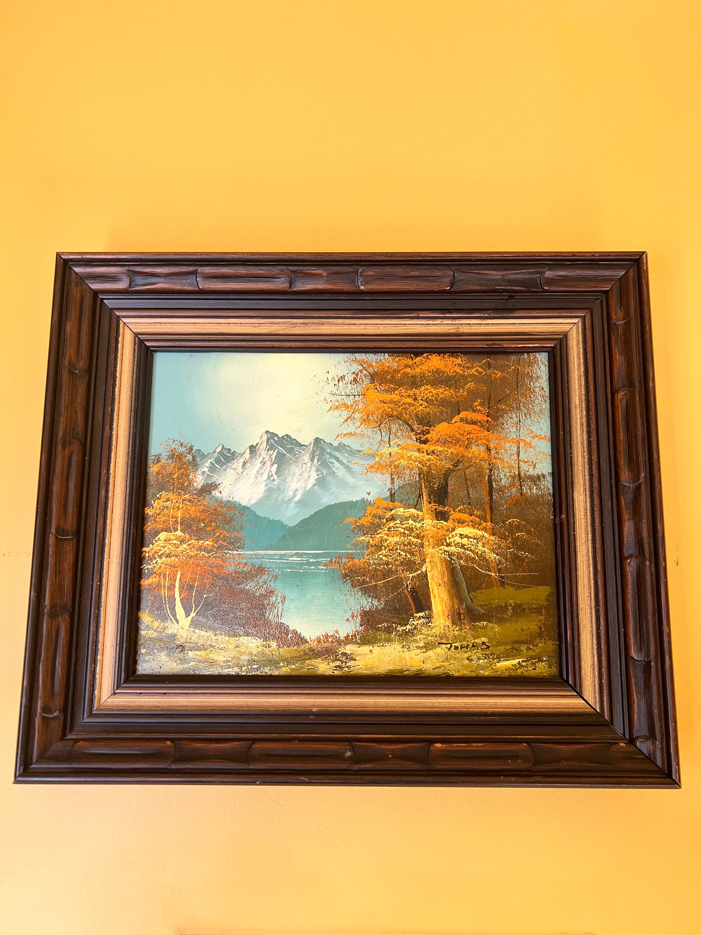 40s 50s バンビ ＆ サンバー ビンテージ 絵画 W.D.P. Vintage Oil Landscape Painting Winter Fall - Etsy