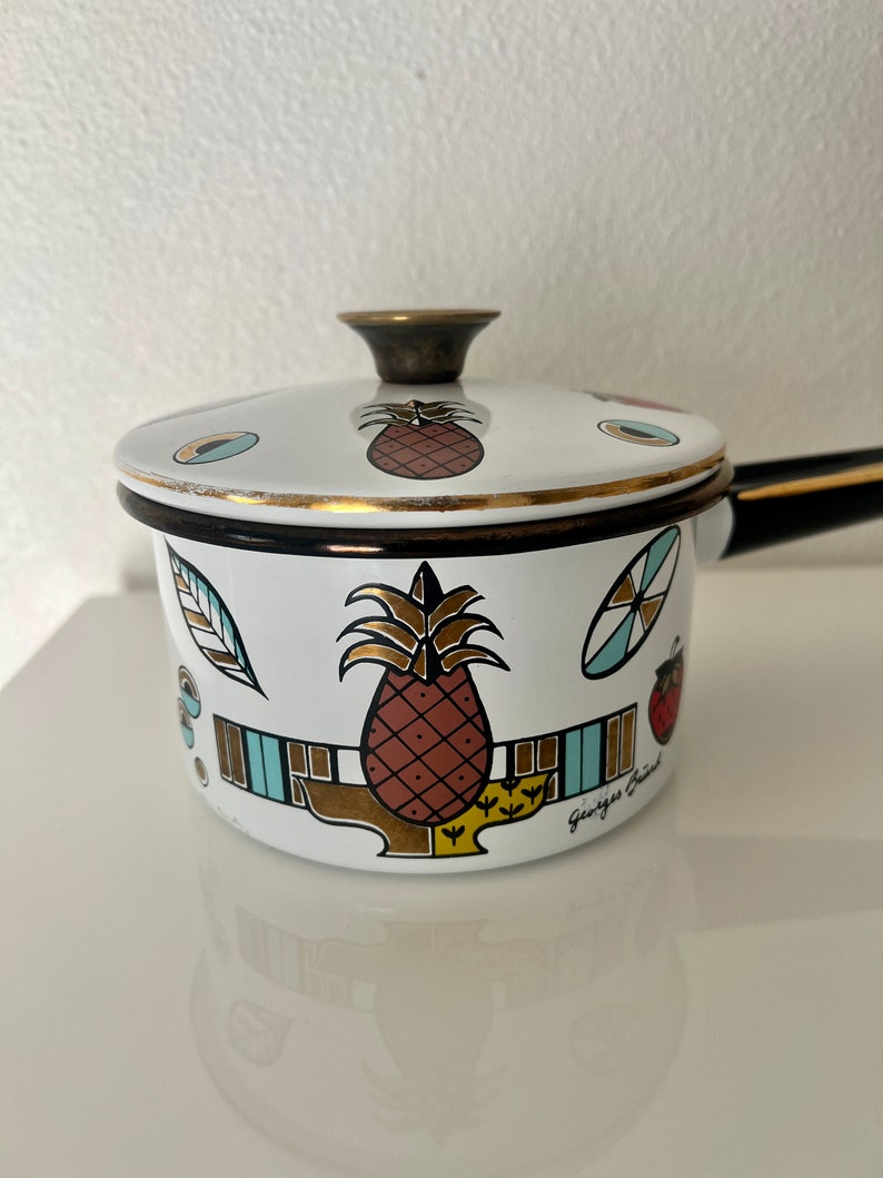 Retro MCM Georges Briard Enamel Saucepan image 1