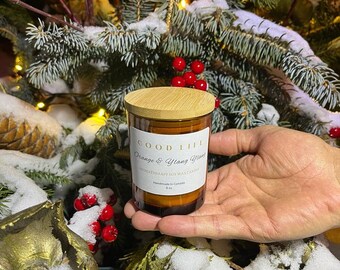 Aromatherapy Soy Wax Candle, Orange & Ylang-Ylang Scent, Handmade , Eco-Friendly, Winter Collection.