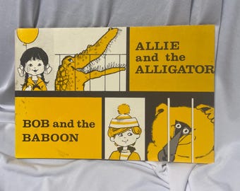 Very Rare , Vintage 1973 Children's Picture Book Allie and the Alligator Bob and the Baboon Bookshop PP-3 By Alvin Granowsky