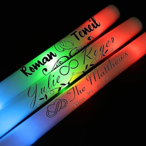LED Glow Sticks Personalized Light Up Foam Sticks, Customized Foam Glow Sticks Wedding Favors – Light Up Party Supplies, Custom Text＆Logo