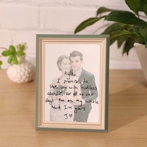 Regalo de boda personalizado / Letrero original con foto y escritura a mano / Regalo de compromiso / Letrero de amor enmarcado con escritura a mano para esposo