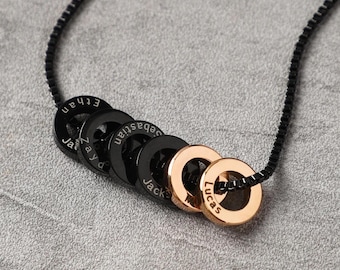 Personalized Mens Necklace，Dad Necklace With Kids Names，Men&#39;s  Name Necklace，Family Necklace For Men，Personalized pendant necklace