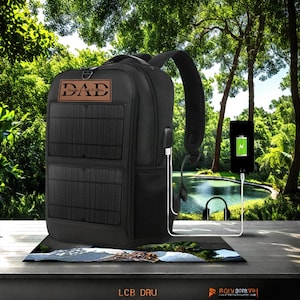 Sac à dos avec timbre pour papa, sac à dos à chargement solaire - Sac de voyage en nylon imperméable pour homme, sac à dos de randonnée léger pour sports de plein air, cadeau pour papa