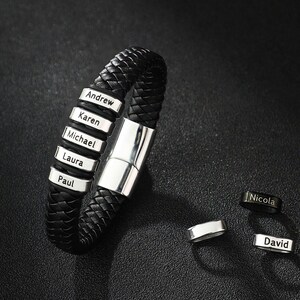 Pulsera personalizada para hombre, pulsera personalizada con nombre de niño para papá, pulsera con nombre de familia para hombre, regalo de cumpleaños para padre, pulsera para papá