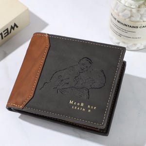 Personalized Men's Wallet，Engraved Leather Wallet For Him，Men's Name Wallet，Men's Photo Wallet，Custom Wallet，Dad Wallet，Husband Wallet