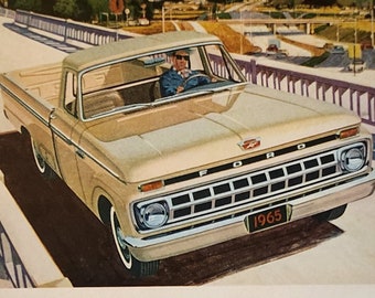 1965 Ford Pick Up Twin Beam advertising from Popular Mechanics magazine July 1965 issue, auto advertising, vintage, classic trucks