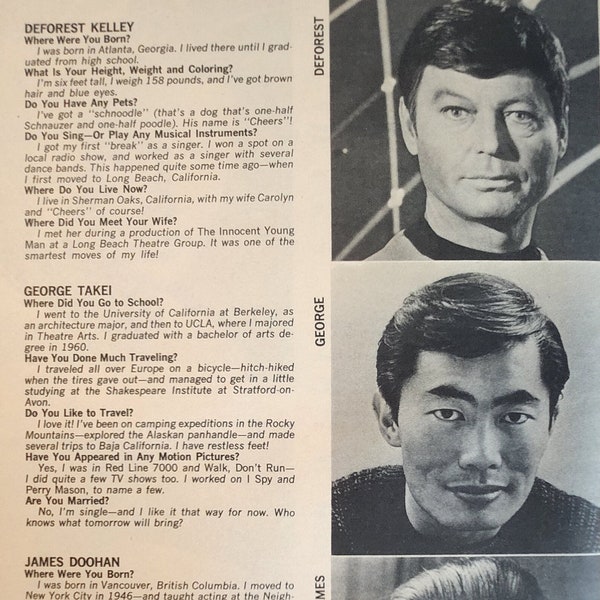 Característica del programa de televisión Star Trek de la edición de verano de 1968 de la revista Spec 16, Trekkie, Bones, Scotty, Sulu, donde ningún hombre ha ido antes