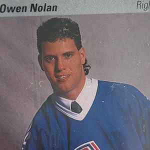 Cartão de Draft de Owen Nolan de 1990, Upper Deck, NHL, Quebec Nordique, Hall da Fama, Cartão de Novato, Cartão de Colecionador, Colecionadores, Vintage, cartão de hóquei
