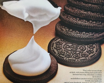 Vintage Oreo Cookie-Werbung aus dem Life-Magazin, Ausgabe vom 9.Juni 1967, Wandkunst, mcm, Midcentury, ikonisch, einrahmbare Kunst, Retro, nabisco