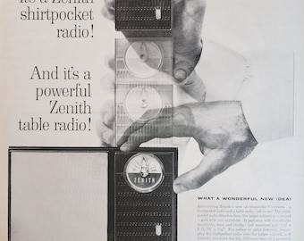 Zenith Converta 2 in 1 Radio vintage advertising from Life magazine February 24, 1961 issue, wall art, mcm, midcentury, iconic, transistor