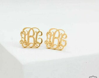 Monogram Earrings • Initial Earrings • Monogram Gifts • Name Earrings • Custom Name Earring • Bridesmaids Gifts • Rose Gold Stud Earrings