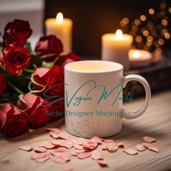 Valentines Mug Mockup | Coffee Cup mock Up | Mockup Mug for Valentines Day | Aesthetic Mockup | White Mug Mock Up | Print on Demand Product