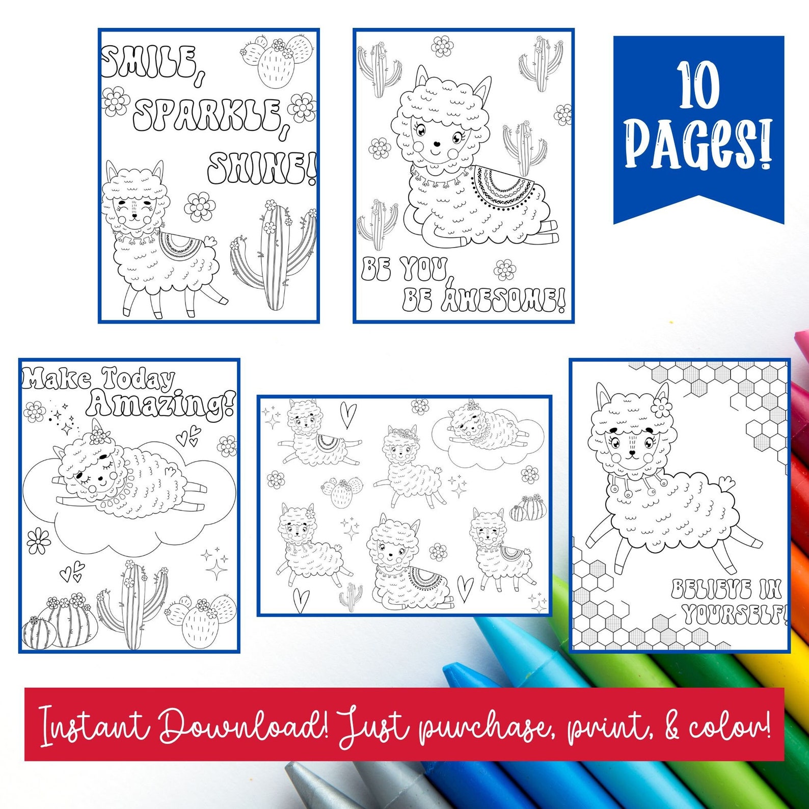 Animal Coloring Pages for Kids, Printable Llama Coloring Pages ...