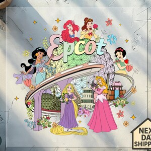 Epcot Princess grupp Dtf Transfer, Disney World Tour färdig att trycka design, Disney-evenemang, Disney Princess födelsedagspresent, Disney semester Dtf