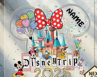 Custom Disney Trip 2025 Dtf Transfer, Disneyland Family Trip 2025 Ready to Press design, Disney Family Couple Dtf, Disney Minnie Castle Dtf