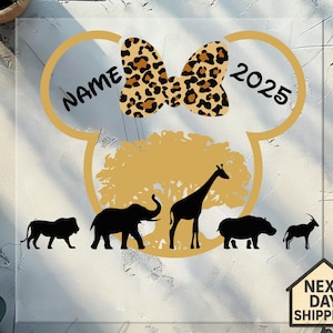 Custom Disney Animal Kingdom Dtf Transfer, Minnie Safari 2025 Ready to Press design, Named Disney Family Trip Dtf, Disney Birthday Dtf