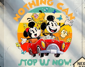 Mickey & Minnie's Runaway Railway dtf-overdracht, Nothing Can Stop Us Now Ready to Press-ontwerp, Disney Family dtf, WDW Magic Kingdom dtf
