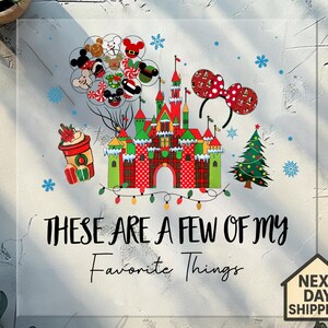 Det här är några av mina favoritsaker Jul DTF Transfer, Disney Epcot World Julsnacks Pressklar design, God Jul DTF