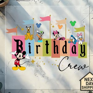 Disney mickey and friends birthday Crew  Dtf Transfer, Birthday girl Ready to Press design, Disney Birthday Squad Dtf, Birthday Boy Dtf
