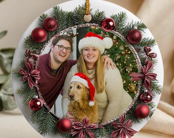 Adorno personalizado con foto, Adorno navideño personalizado, Adornos familiares personalizados, Adornos navideños con foto, Adorno navideño personalizado 2025