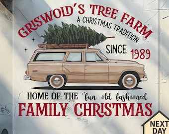 Transferencia DTF del árbol de Navidad de Griswold, diseño de vacaciones familiares