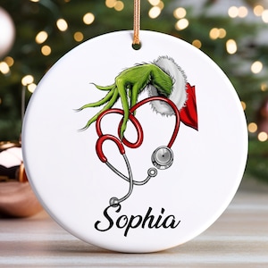 Décoration de Noël personnalisée stéthoscope médecin, décoration équipe médicale personnalisée, décoration infirmière nommée 2025, décoration stéthoscope infirmière-Ananda