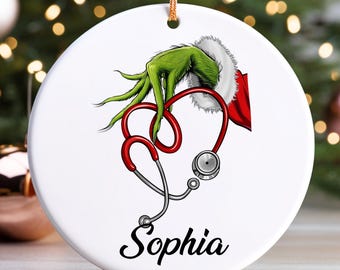Adorno navideño personalizado de estetoscopio médico, decoración personalizada para equipo médico, adorno de enfermera con nombre 2025, adorno de estetoscopio de enfermera - Ananda