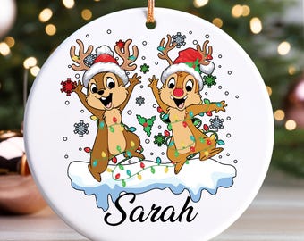 Disney Chip and Dale Mischief Santa Candle Set Vintage Cartoon