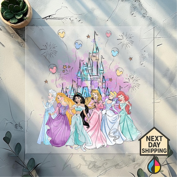 Disney Watercolor Princess Castle Dtf Transfer, Disney Girls Trip sublimation, Disney Family Trip Ready to Press design, Princess Birthday