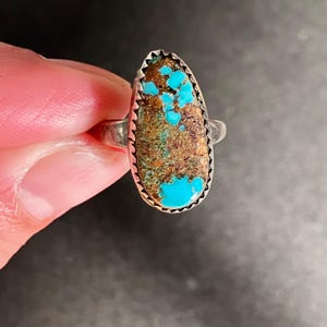 Vintage Sterling Silber Türkis Ring |  Südwesten Boho Schmuck |  Natürliche Edelstein-Statement-Ring