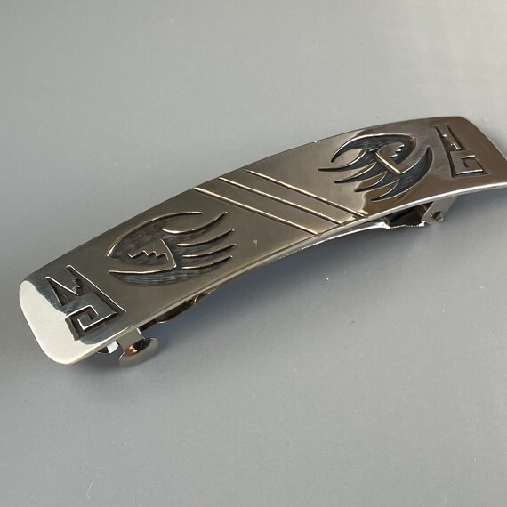 Sterling Silver Hair Barrette Handmade by Hopi Artisan Chris  display picture 3