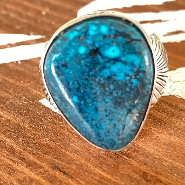 Vintage Navajo Tom Willeto Signed Turquoise Statement Ring * Western Cowboy Jewelry * Gift Ideas for Men * Father’s Day * Birthday * Unisex